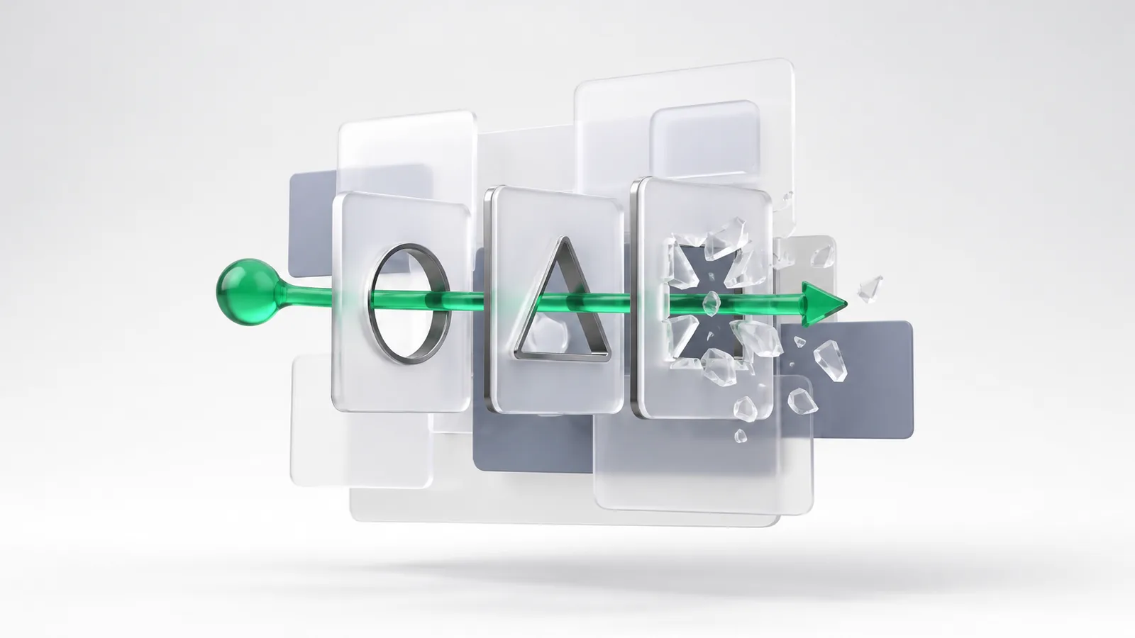 Content repurposing shown as one glass document branching into five formats, with a shield marking the duplicate content boundary