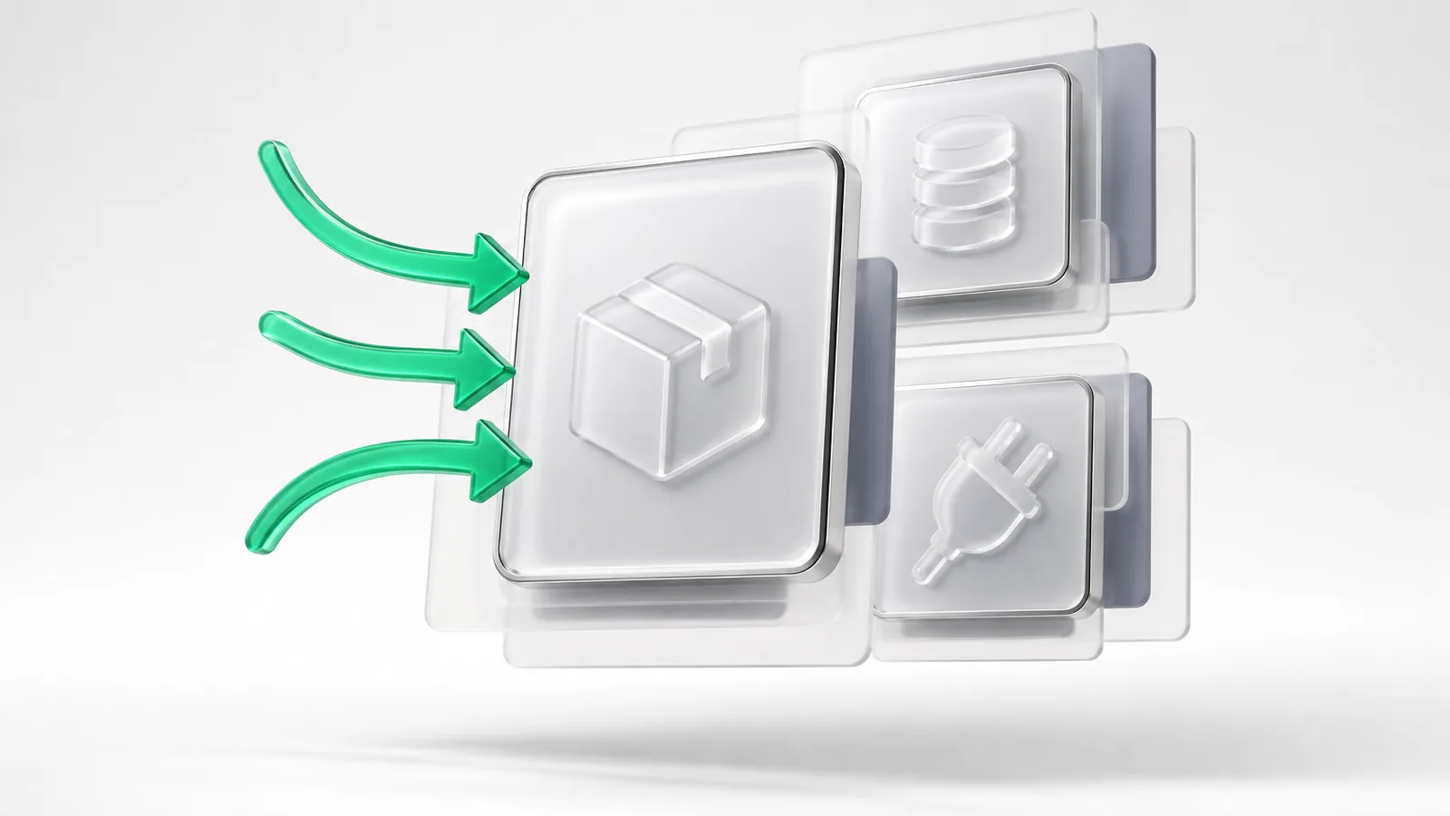 A single chain link joins two software dashboard panels, illustrating link building for SaaS products earning connections from other sites.
