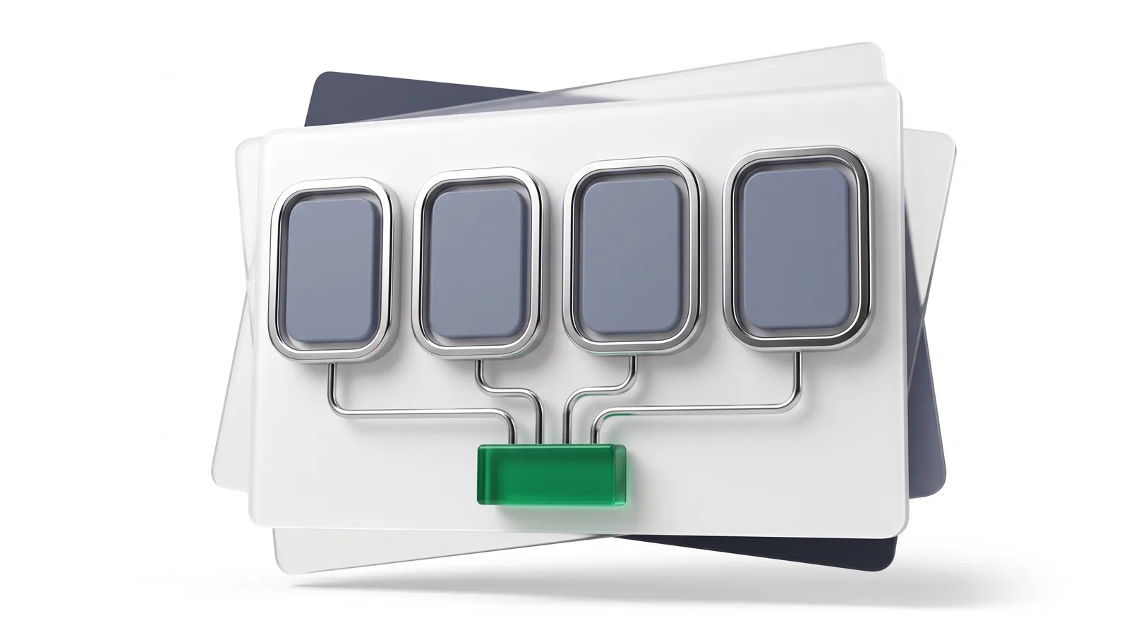 Microsoft Copilot SEO: four Copilot surface tiles wired down into one green index block, the only source any of them draws on