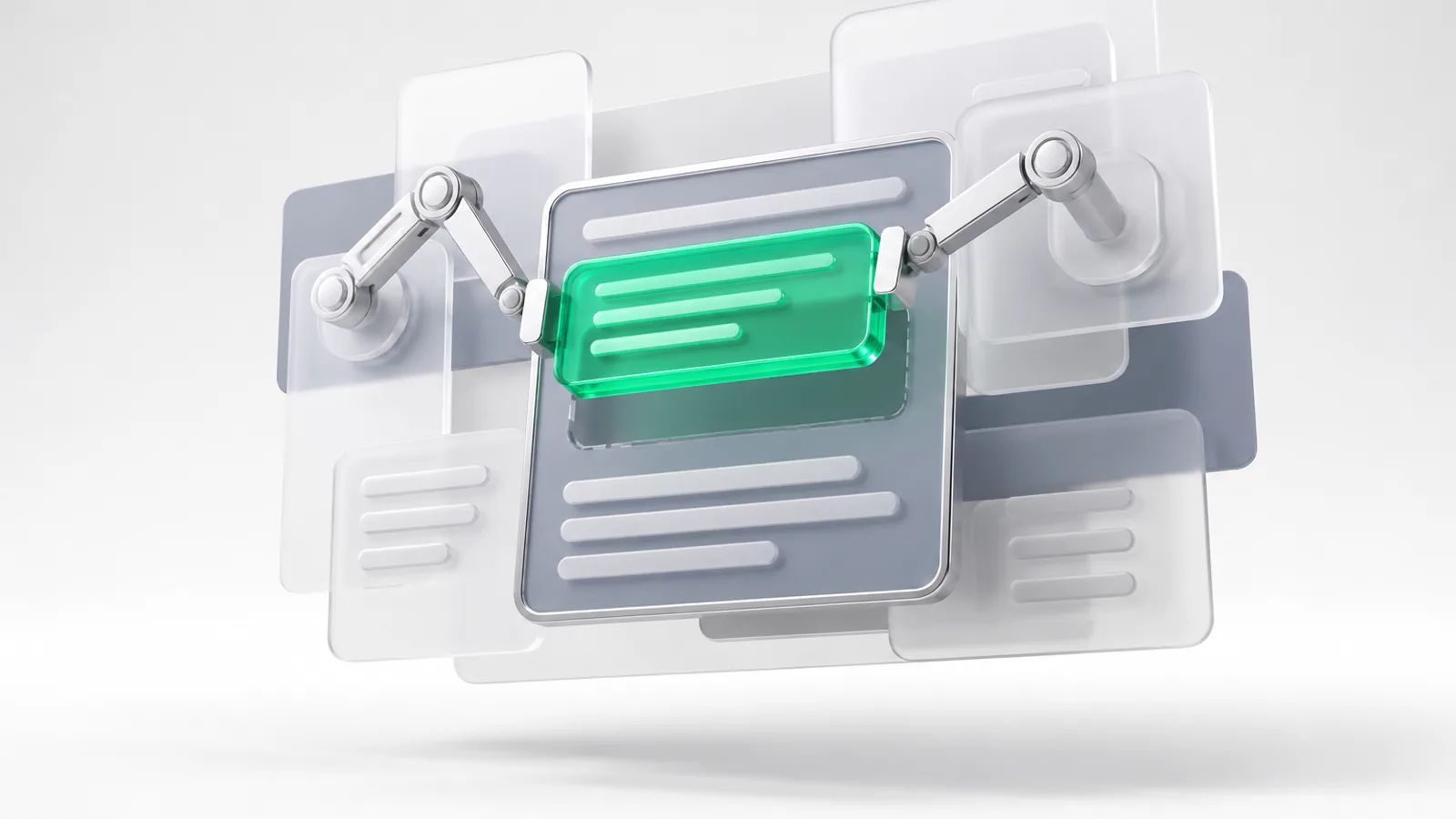 SEO content writing shown as a page split into self-contained passages, each ready to be lifted by an AI answer