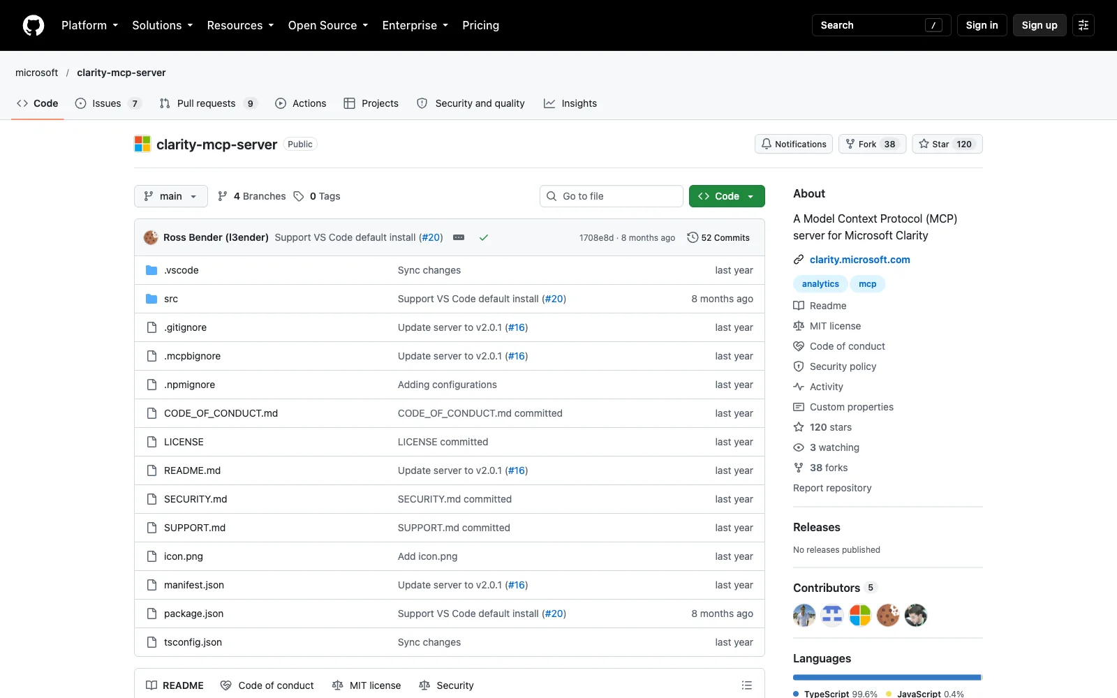 Microsoft Clarity MCP server documentation page
