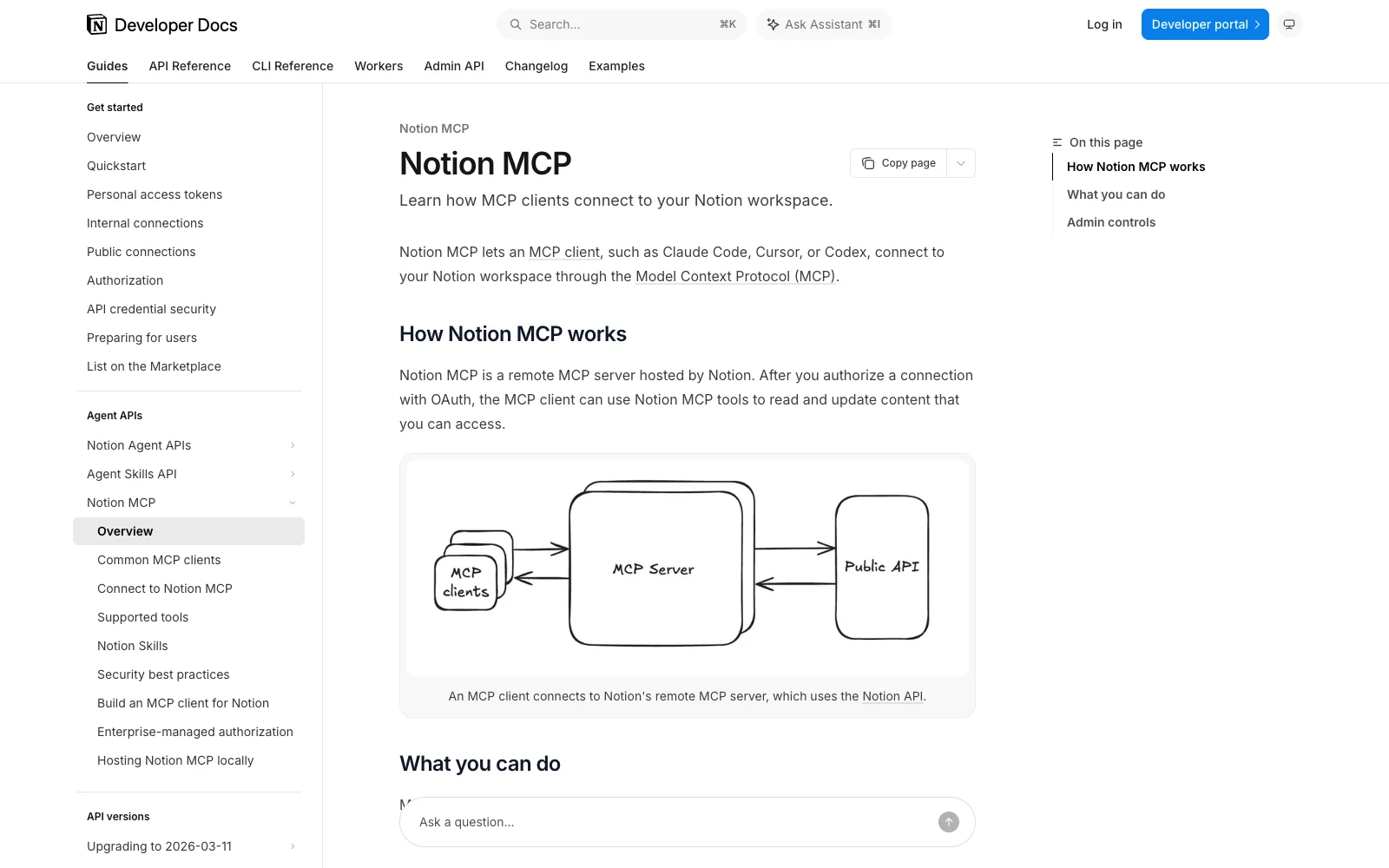 Notion MCP server documentation page