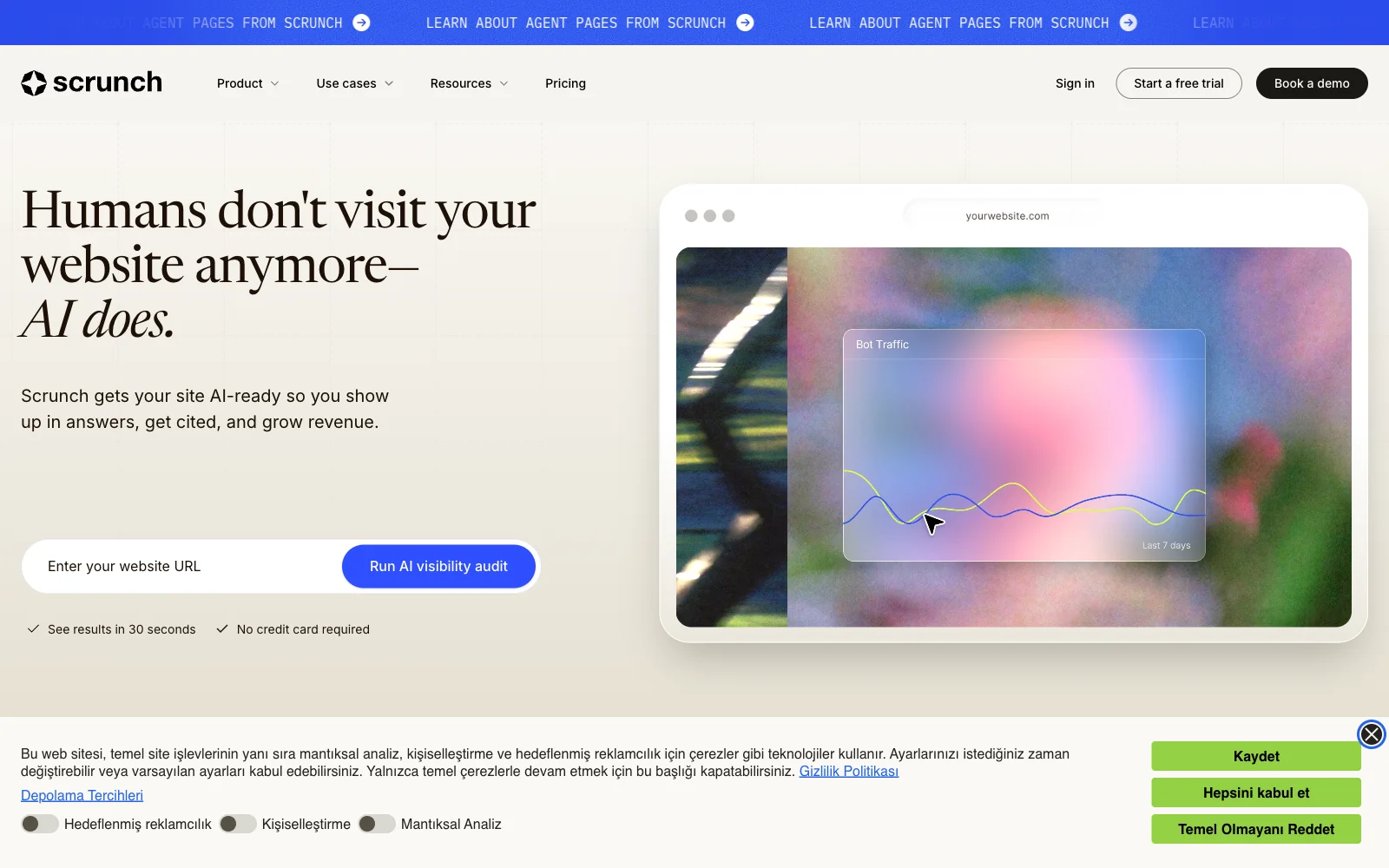 Scrunch AI product page describing AI visibility monitoring